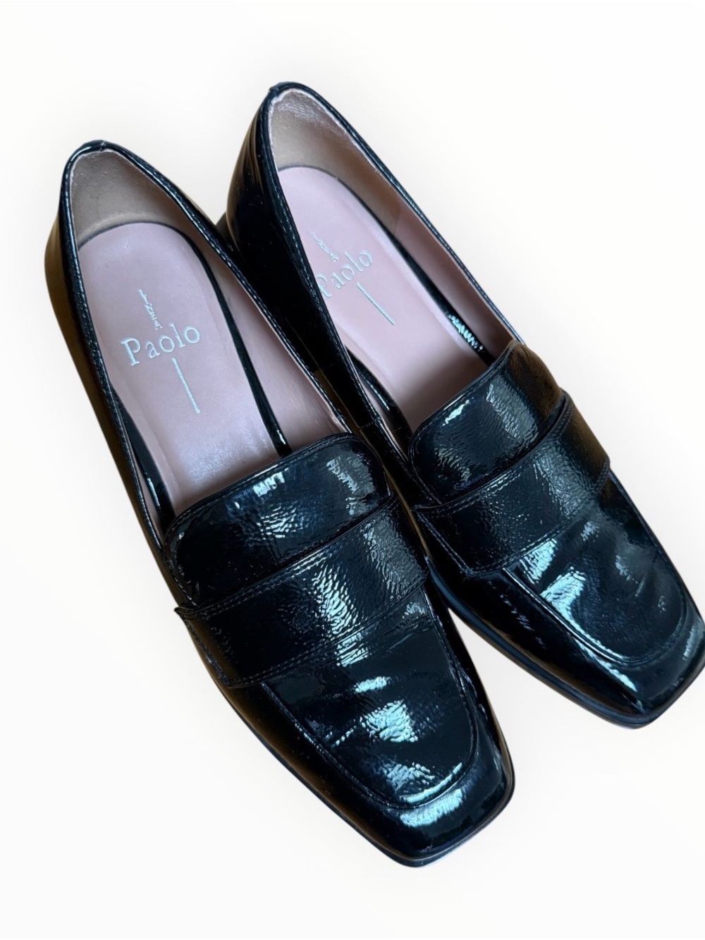 Linea Paolo Malone Loafer chunky block heel in black patent leather women’s 8